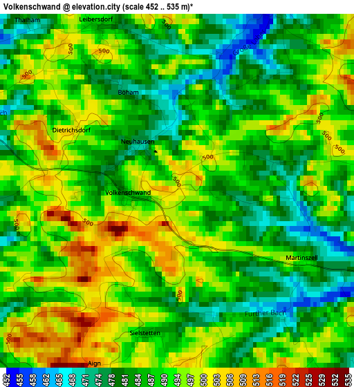 Volkenschwand elevation map