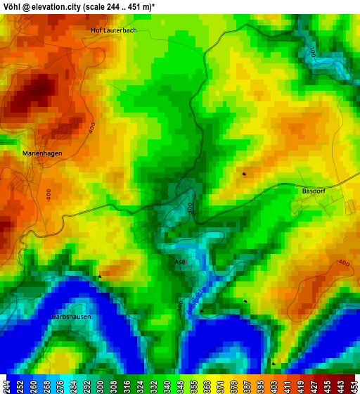 Vöhl elevation map