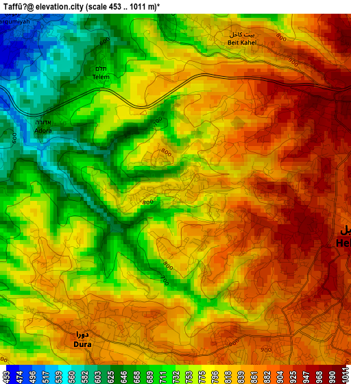 Taffūḩ elevation map