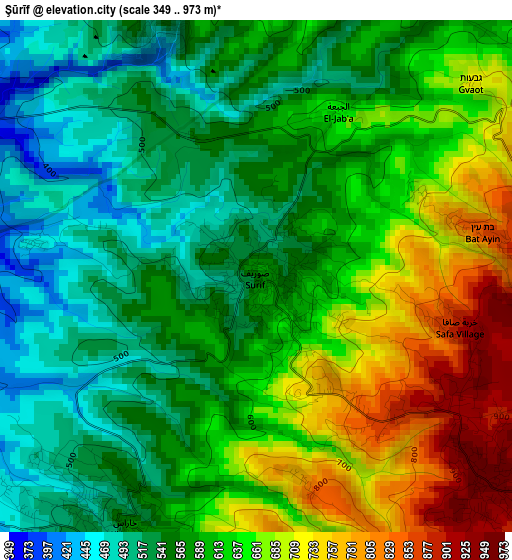 Şūrīf elevation map