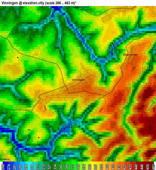 Vinningen elevation map