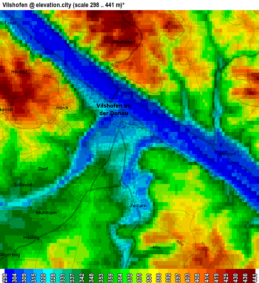 Vilshofen elevation map