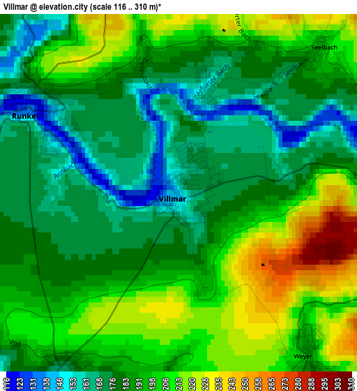 Villmar elevation map