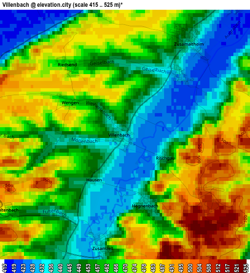 Villenbach elevation map