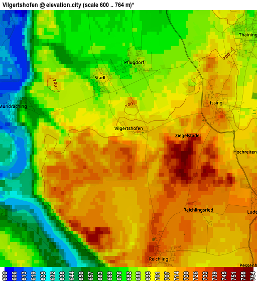 Vilgertshofen elevation map