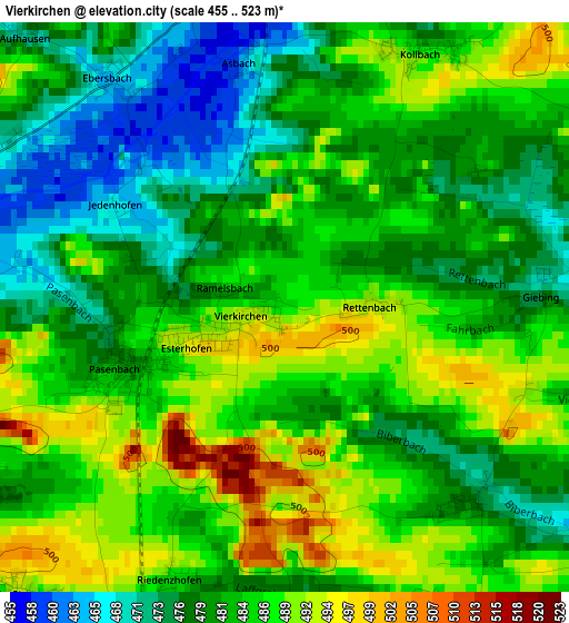 Vierkirchen elevation map