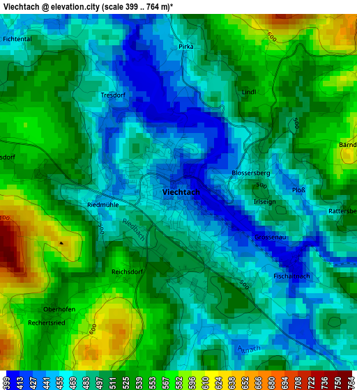 Viechtach elevation map