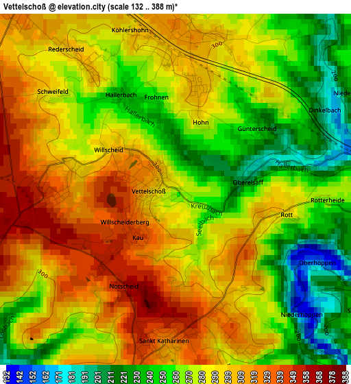 Vettelschoß elevation map