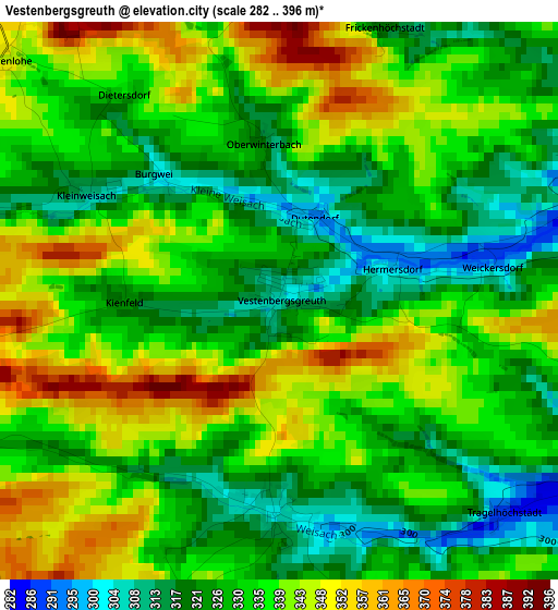 Vestenbergsgreuth elevation map