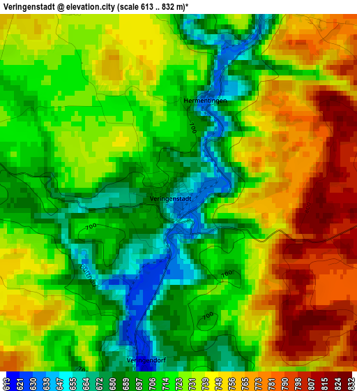 Veringenstadt elevation map