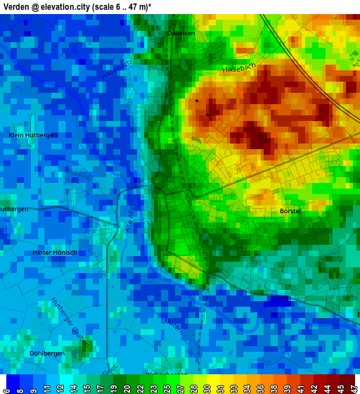 Verden elevation map