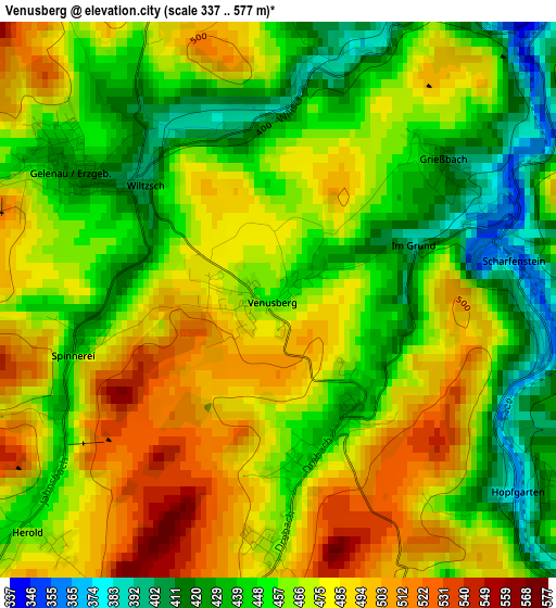 Venusberg elevation map