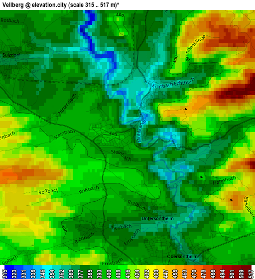 Vellberg elevation map