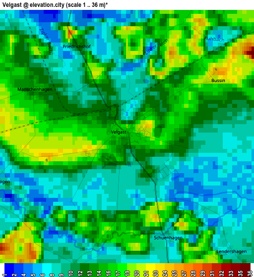 Velgast elevation map