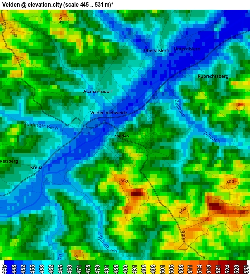 Velden elevation map