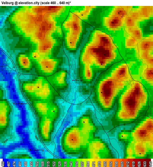 Velburg elevation map