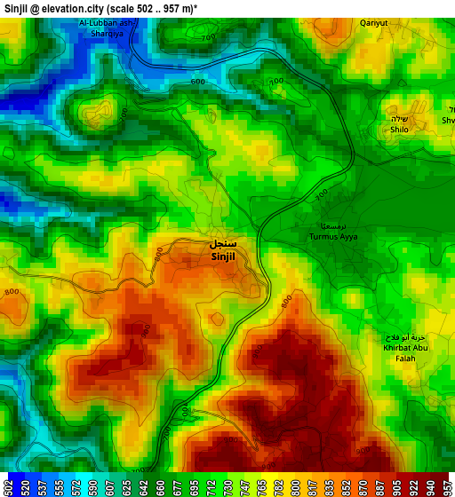 Sinjil elevation map