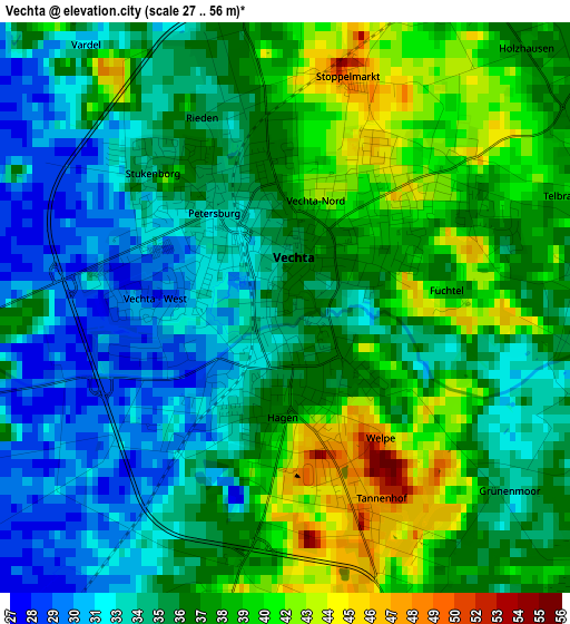 Vechta elevation map