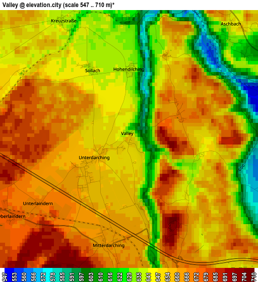 Valley elevation map