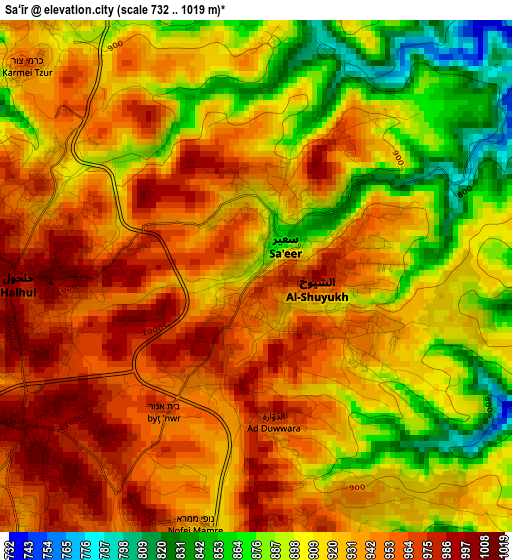 Sa‘īr elevation map