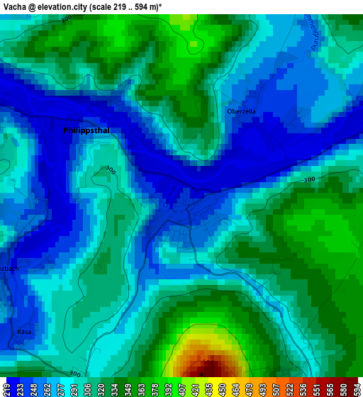 Vacha elevation map