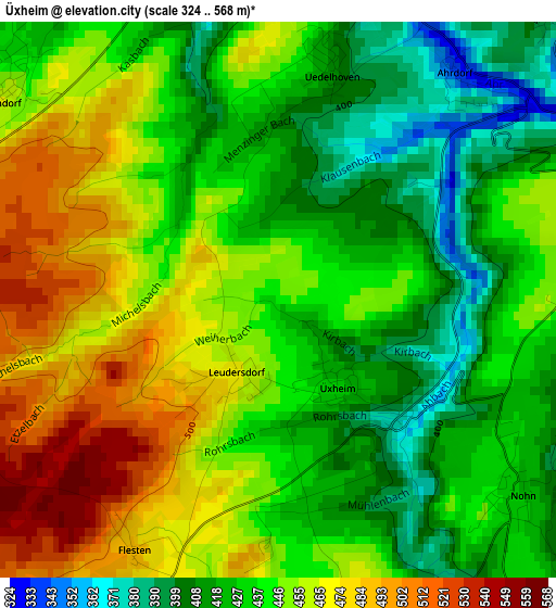 Üxheim elevation map