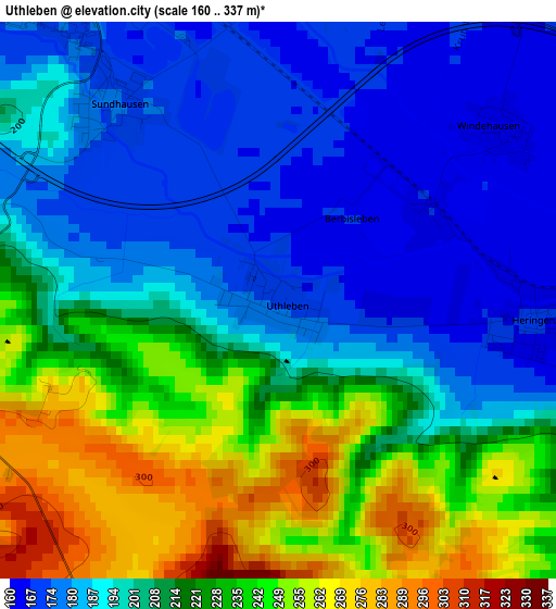 Uthleben elevation map