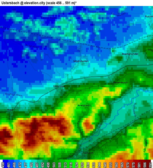 Ustersbach elevation map