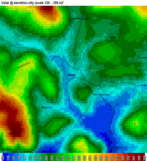 Uslar elevation map