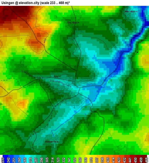 Usingen elevation map