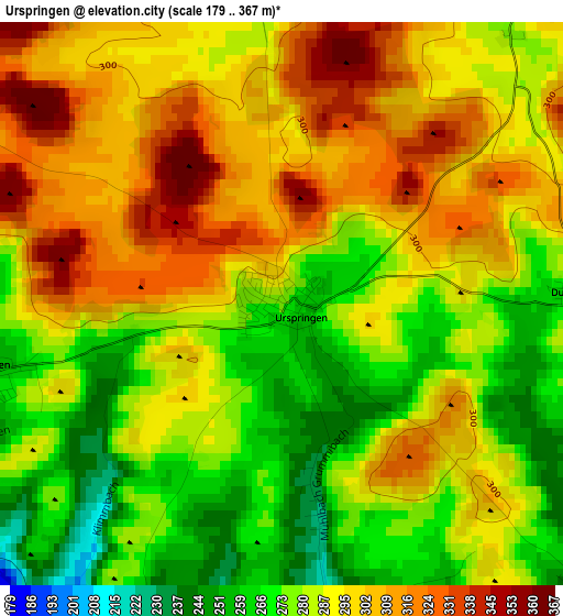 Urspringen elevation map