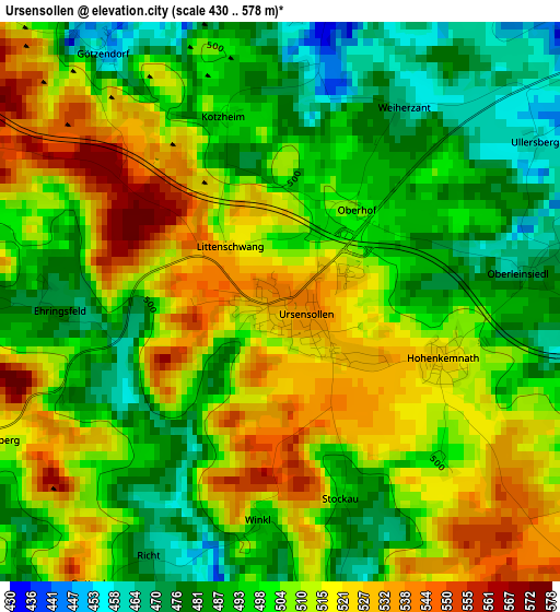 Ursensollen elevation map