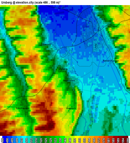 Ursberg elevation map