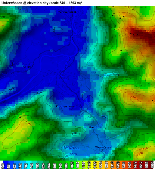 Unterwössen elevation map