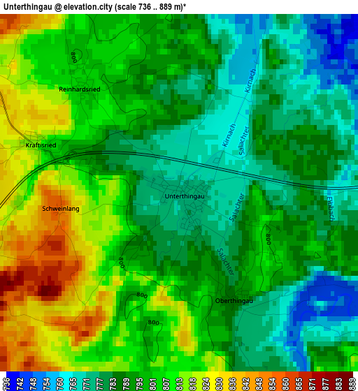 Unterthingau elevation map