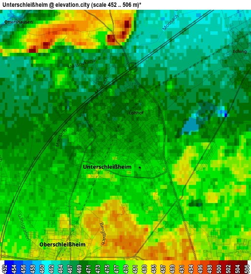 Unterschleißheim elevation map