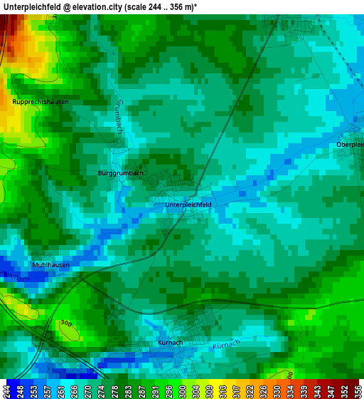 Unterpleichfeld elevation map