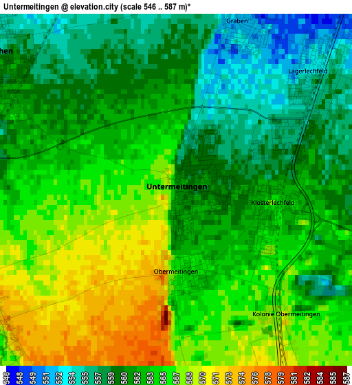 Untermeitingen elevation map