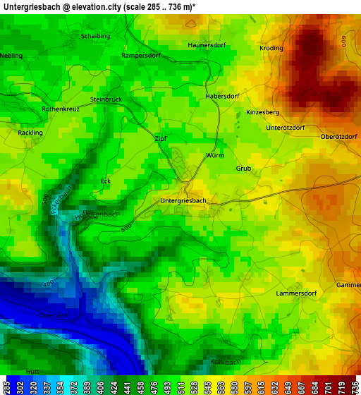 Untergriesbach elevation map