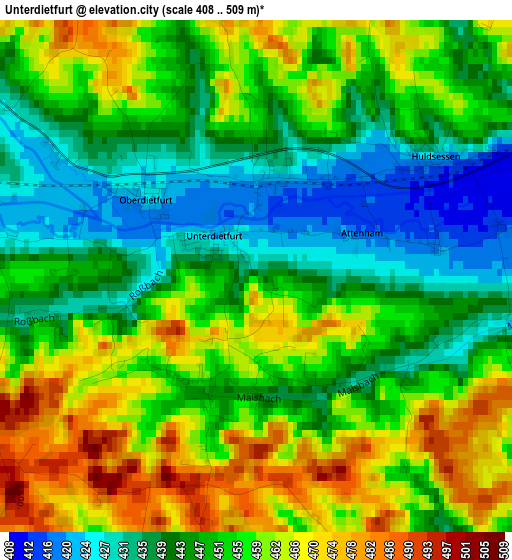 Unterdietfurt elevation map