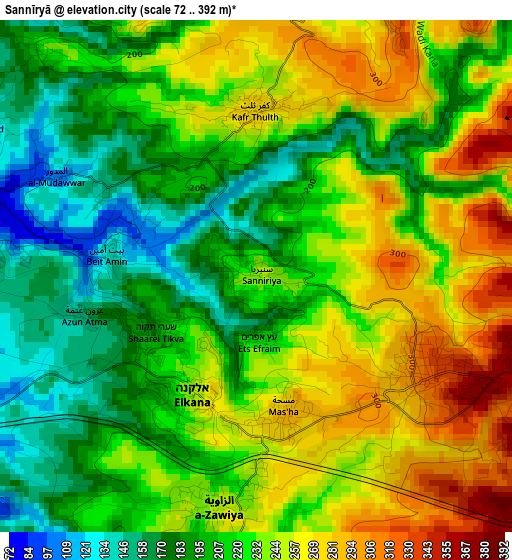 Sannīryā elevation map
