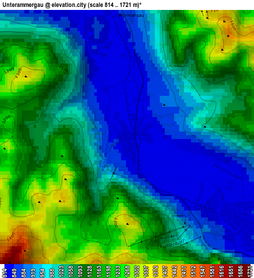 Unterammergau elevation map