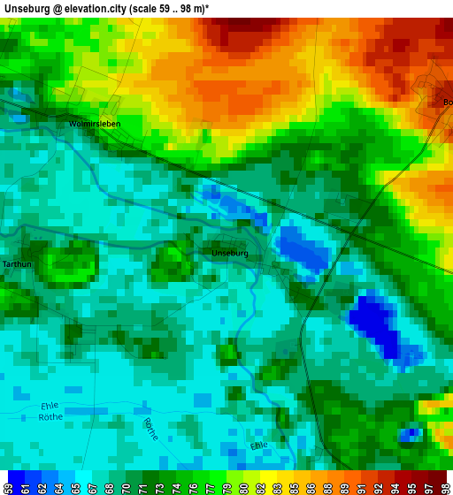 Unseburg elevation map