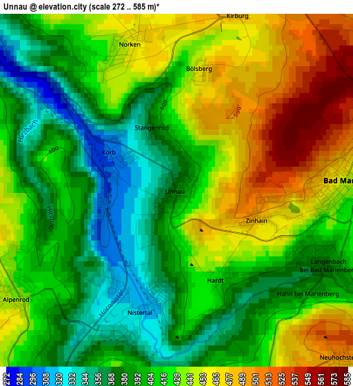 Unnau elevation map