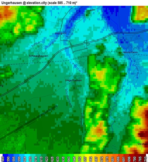Ungerhausen elevation map