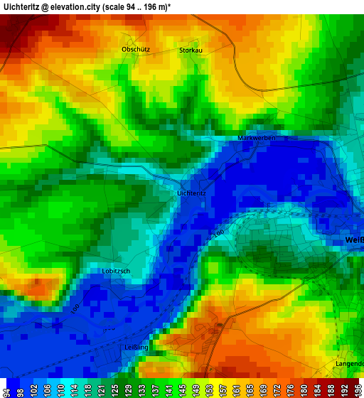 Uichteritz elevation map