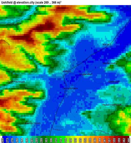 Uehlfeld elevation map