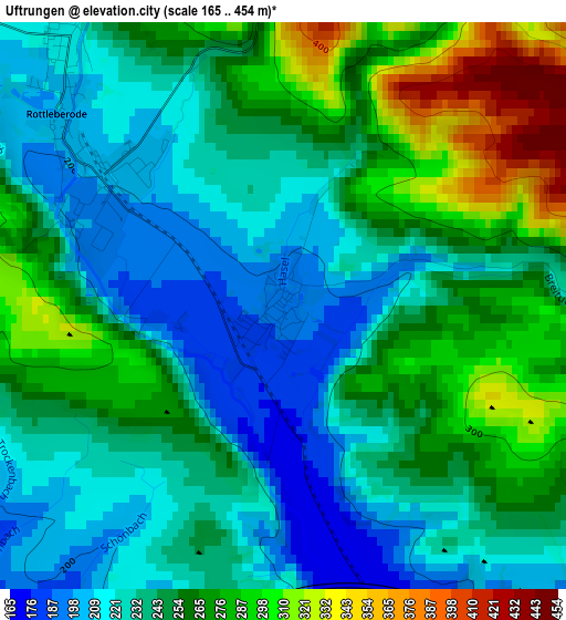 Uftrungen elevation map