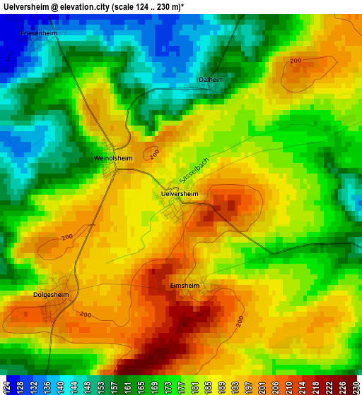 Uelversheim elevation map