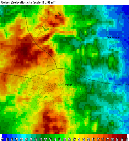 Uelsen elevation map